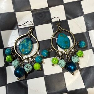 Bohemian Blue and Green Dangle Earrings